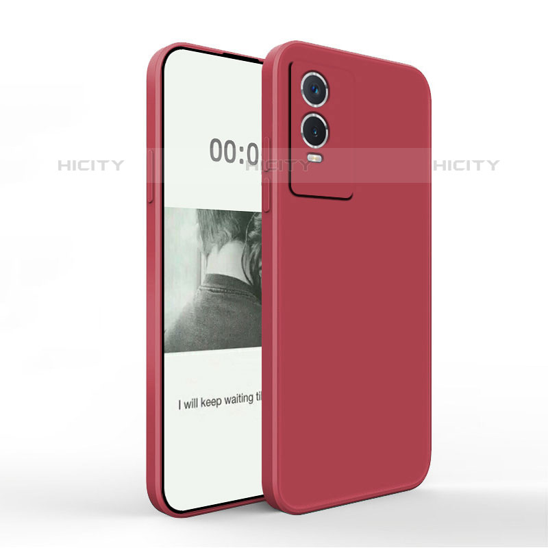 Custodia Silicone Ultra Sottile Morbida 360 Gradi Cover YK4 per Vivo Y74s 5G Rosso