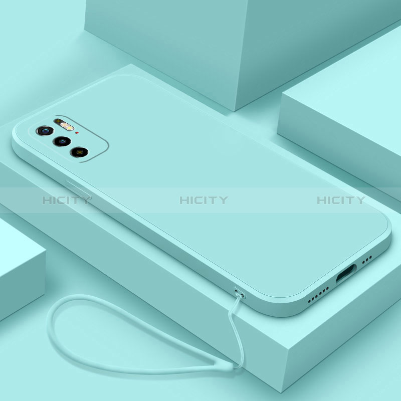 Custodia Silicone Ultra Sottile Morbida 360 Gradi Cover YK6 per Xiaomi Redmi Note 10T 5G Ciano