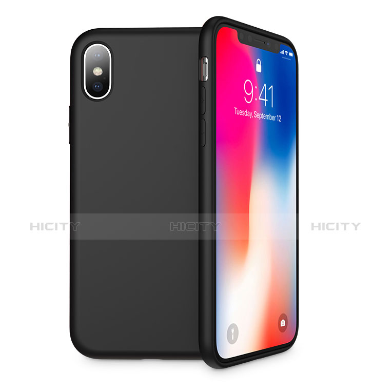 Custodia Silicone Ultra Sottile Morbida 360 Gradi Z02 per Apple iPhone Xs Nero