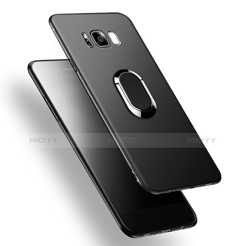 Custodia Silicone Ultra Sottile Morbida con Anello Supporto A02 per Samsung Galaxy S8 Nero