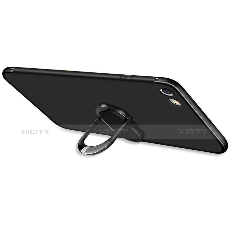 Custodia Silicone Ultra Sottile Morbida con Anello Supporto A03 per Apple iPhone 6 Nero