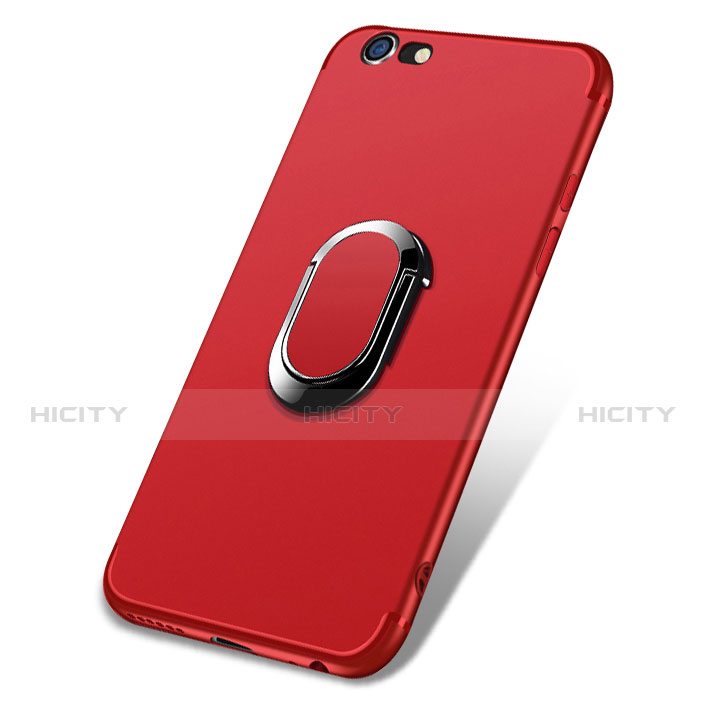 Custodia Silicone Ultra Sottile Morbida con Anello Supporto A03 per Apple iPhone 6 Rosso