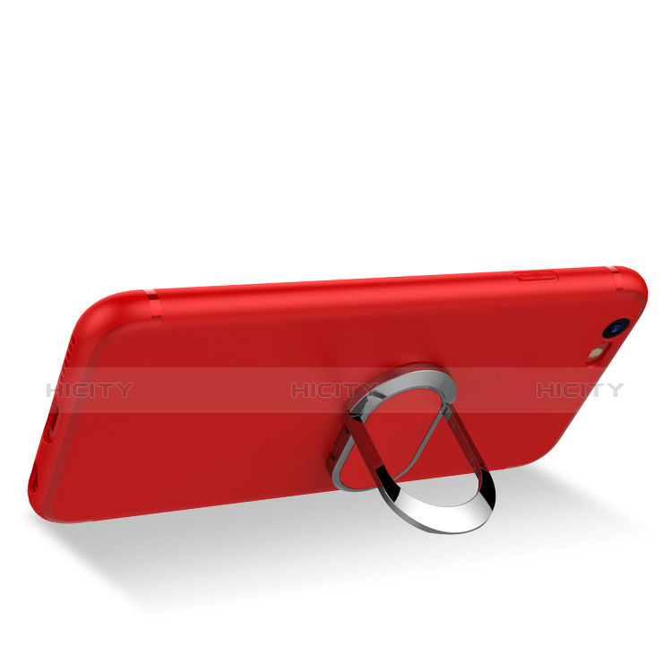 Custodia Silicone Ultra Sottile Morbida con Anello Supporto A03 per Apple iPhone 6 Rosso