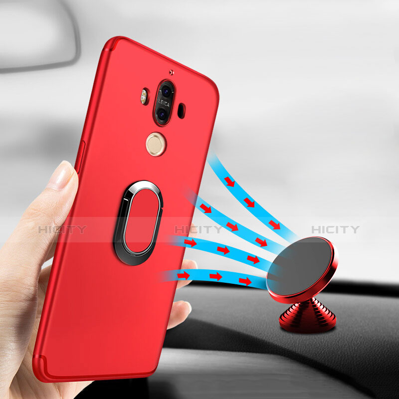 Custodia Silicone Ultra Sottile Morbida con Anello Supporto A04 per Huawei Mate 9 Rosso