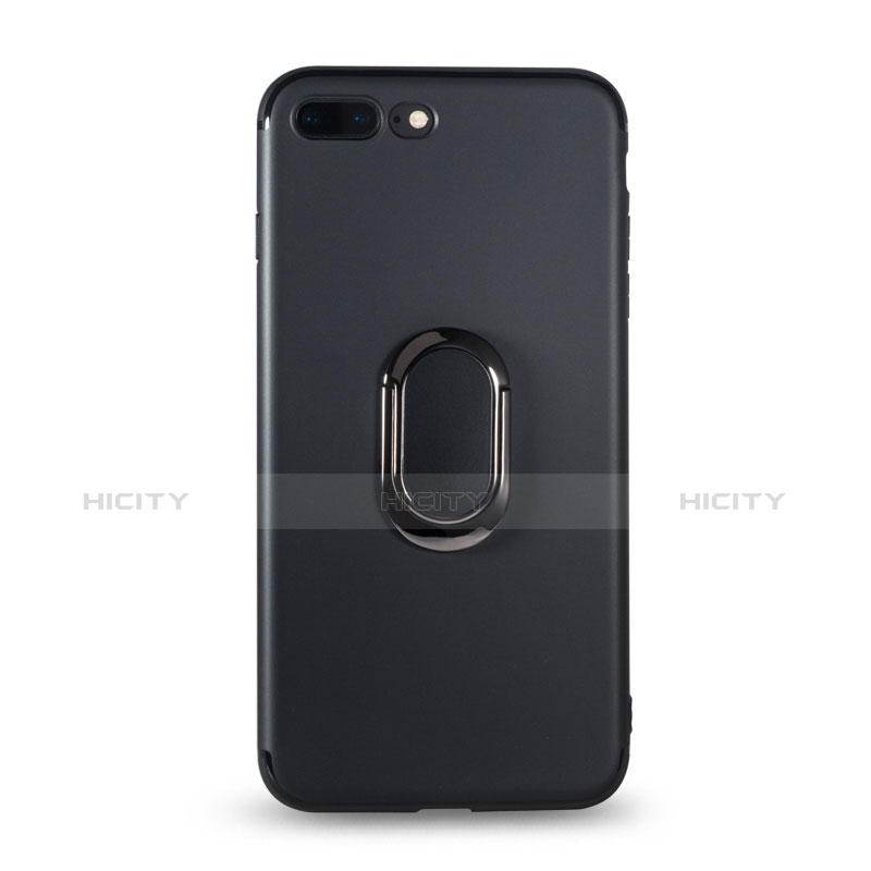 Custodia Silicone Ultra Sottile Morbida con Anello Supporto per Apple iPhone 7 Plus Nero