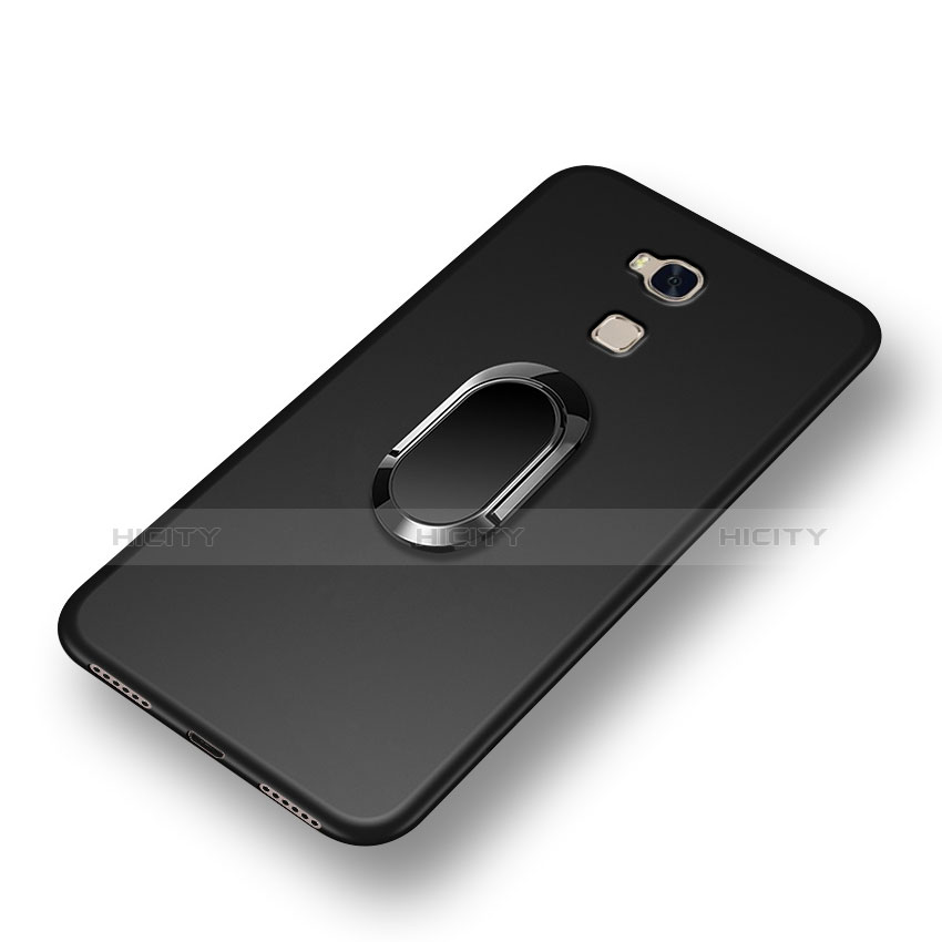 Custodia Silicone Ultra Sottile Morbida con Anello Supporto per Huawei Honor Play 5X Nero