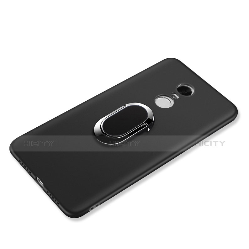 Custodia Silicone Ultra Sottile Morbida con Anello Supporto per Xiaomi Redmi Note 4X High Edition Nero