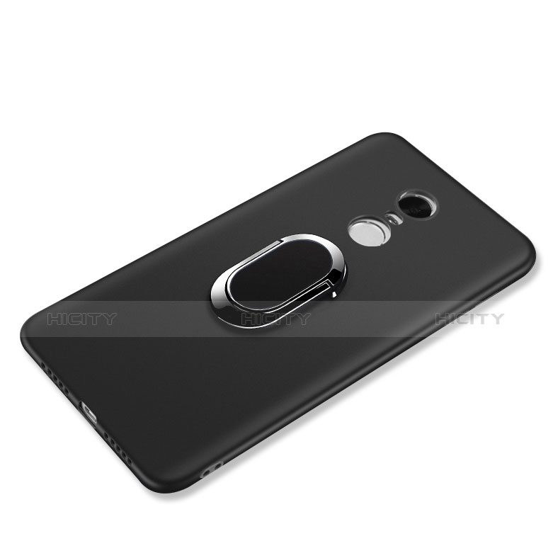 Custodia Silicone Ultra Sottile Morbida con Anello Supporto per Xiaomi Redmi Note 4X Nero