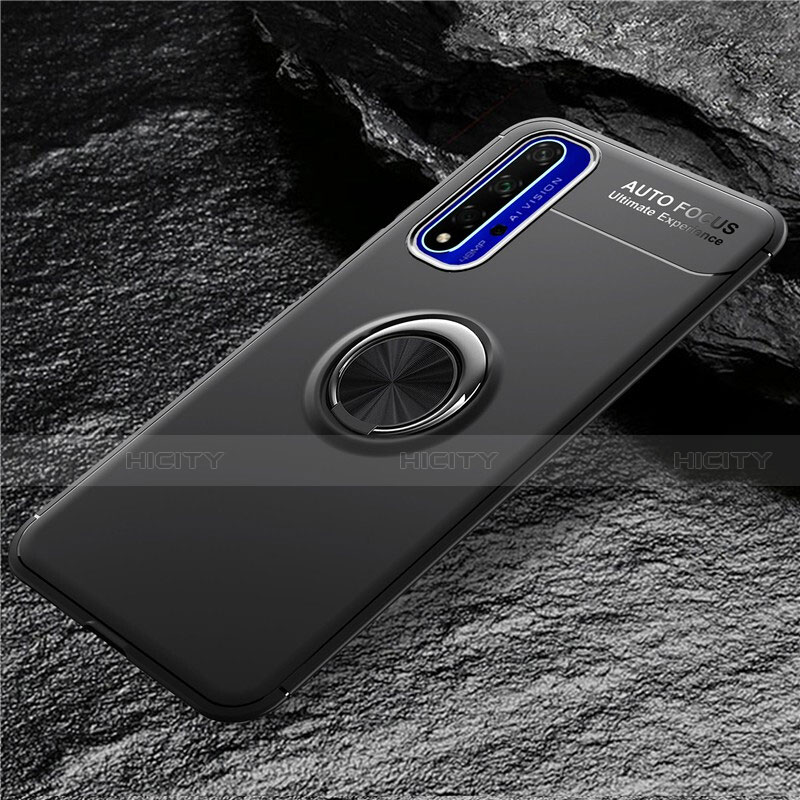 Custodia Silicone Ultra Sottile Morbida con Magnetico Anello Supporto per Huawei Honor 20S Nero