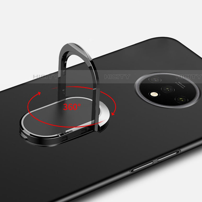 Custodia Silicone Ultra Sottile Morbida con Magnetico Anello Supporto per OnePlus 7T Nero