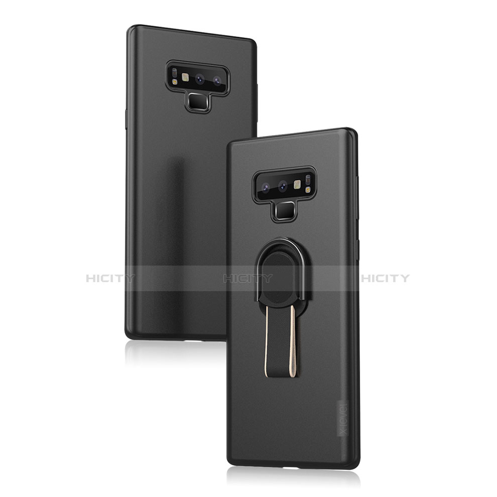 Custodia Silicone Ultra Sottile Morbida con Magnetico Anello Supporto per Samsung Galaxy Note 9 Nero