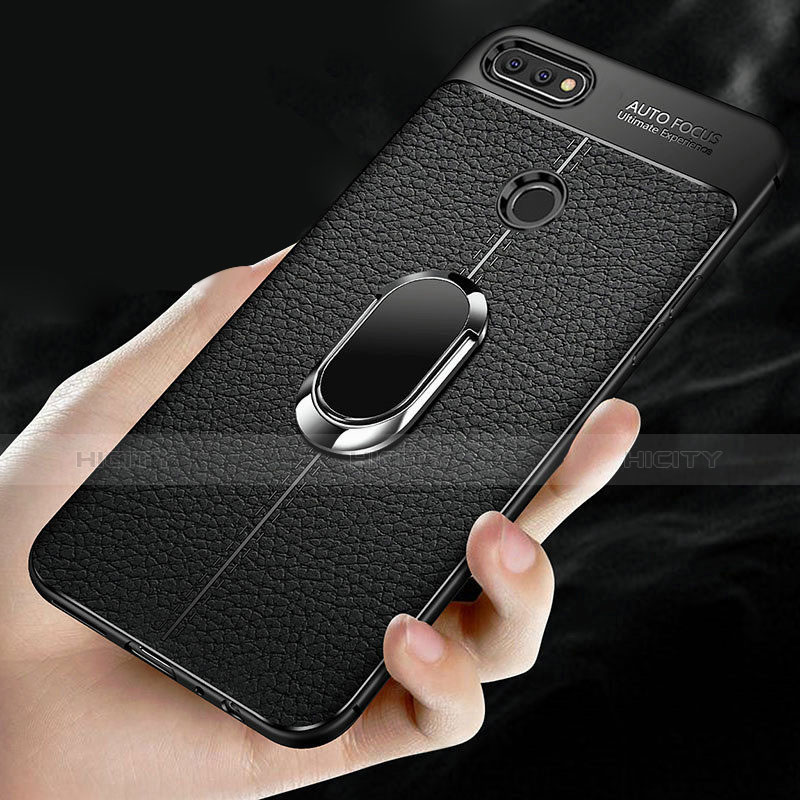 Custodia Silicone Ultra Sottile Morbida con Magnetico Anello Supporto per Xiaomi Mi 8 Lite Nero