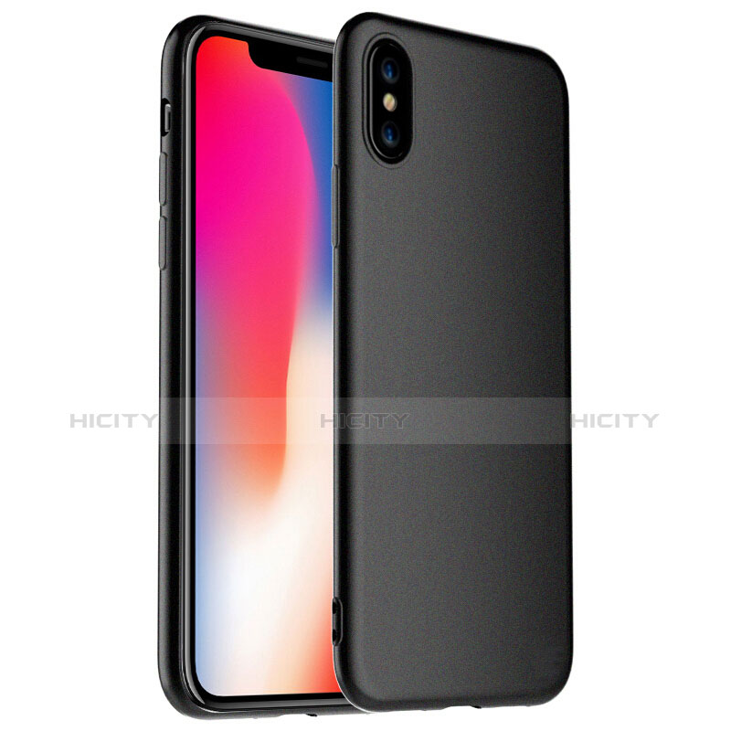 Custodia Silicone Ultra Sottile Morbida con Pellicola Protettiva per Apple iPhone X Nero