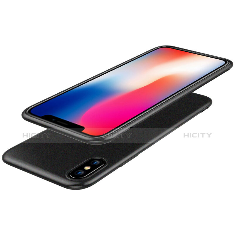 Custodia Silicone Ultra Sottile Morbida con Pellicola Protettiva per Apple iPhone X Nero