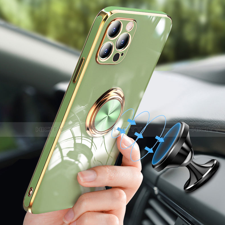 Custodia Silicone Ultra Sottile Morbida Cover con Anello Supporto per Apple iPhone 14 Pro