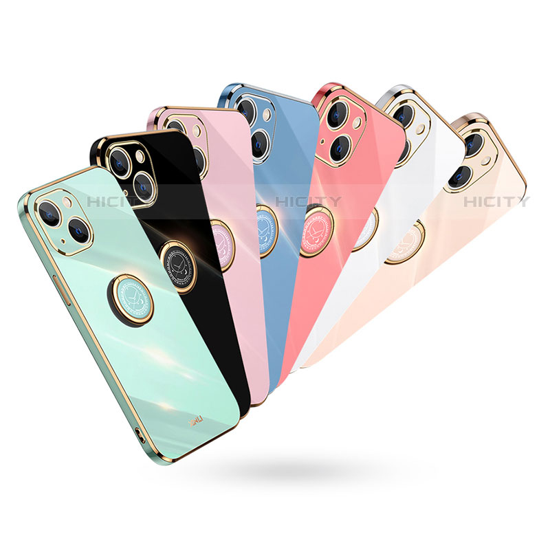 Custodia Silicone Ultra Sottile Morbida Cover con Anello Supporto per Apple iPhone 15