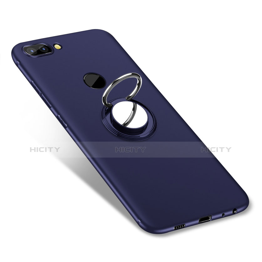 Custodia Silicone Ultra Sottile Morbida Cover con Anello Supporto per Huawei Enjoy 7S Blu