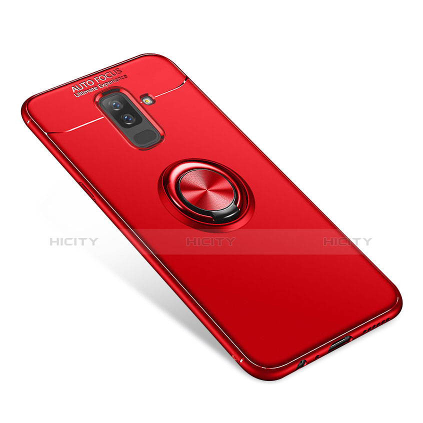 Custodia Silicone Ultra Sottile Morbida Cover con Anello Supporto per Samsung Galaxy A6 Plus (2018) Rosso