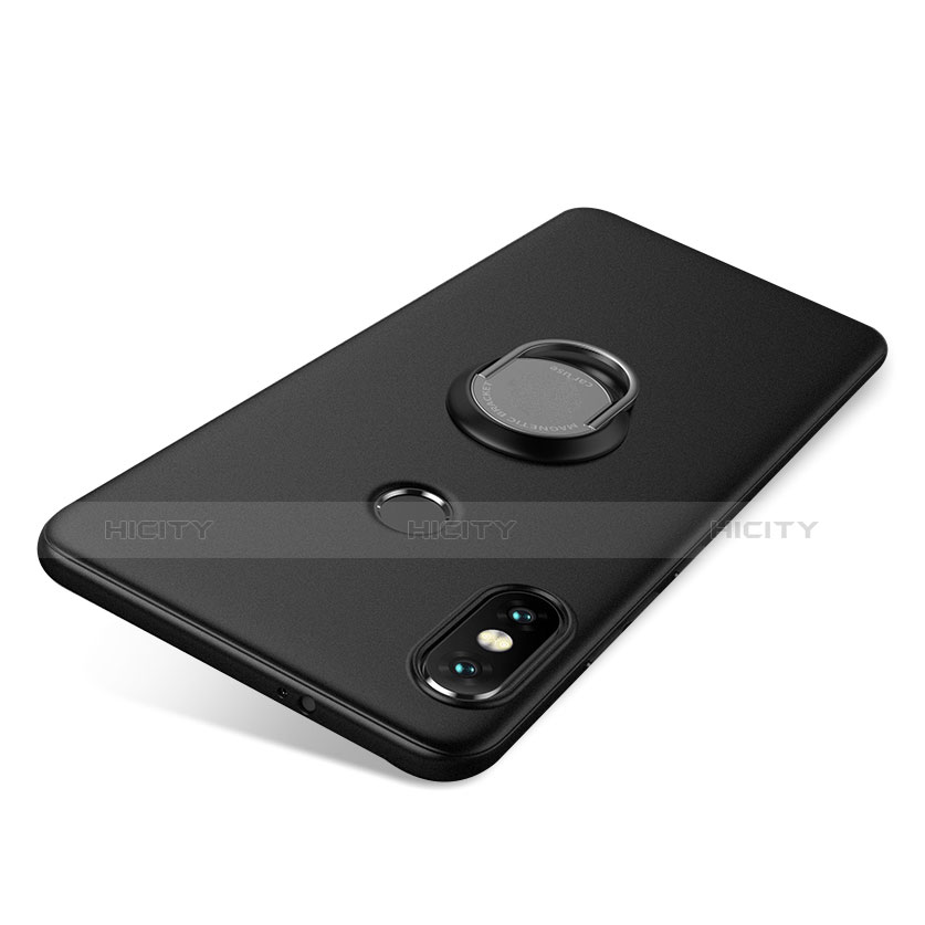 Custodia Silicone Ultra Sottile Morbida Cover con Anello Supporto per Xiaomi Redmi Note 5 Nero