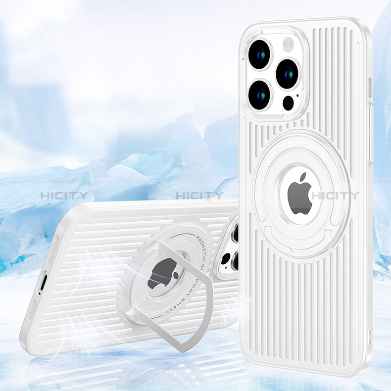 Custodia Silicone Ultra Sottile Morbida Cover con Mag-Safe Magnetic AC1 per Apple iPhone 13 Pro Bianco