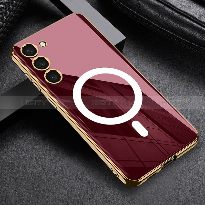 Custodia Silicone Ultra Sottile Morbida Cover con Mag-Safe Magnetic AC1 per Samsung Galaxy S21 Plus 5G Rosso