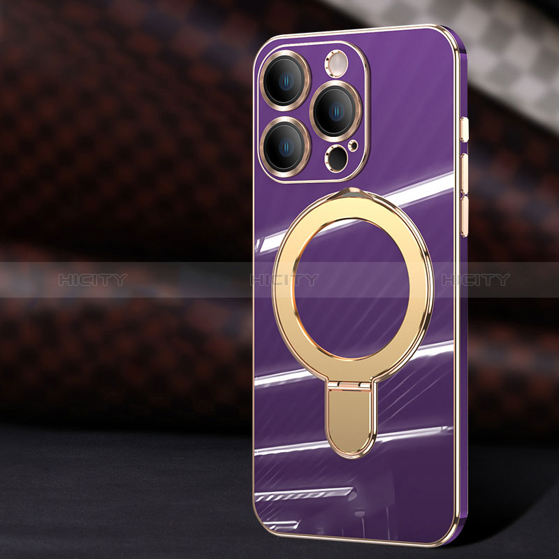 Custodia Silicone Ultra Sottile Morbida Cover con Mag-Safe Magnetic C01 per Apple iPhone 12 Pro Max Viola