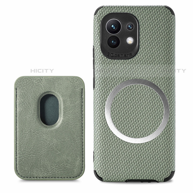 Custodia Silicone Ultra Sottile Morbida Cover con Magnetico A05 per Xiaomi Mi 11 Lite 5G Verde