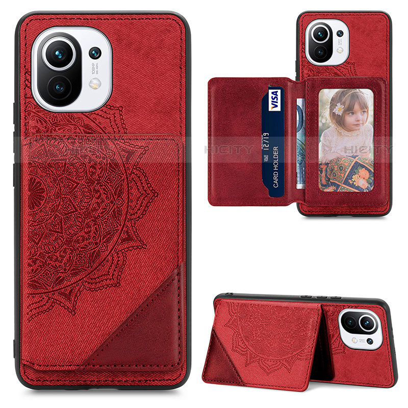 Custodia Silicone Ultra Sottile Morbida Cover con Magnetico A06 per Xiaomi Mi 11 Lite 5G Rosso