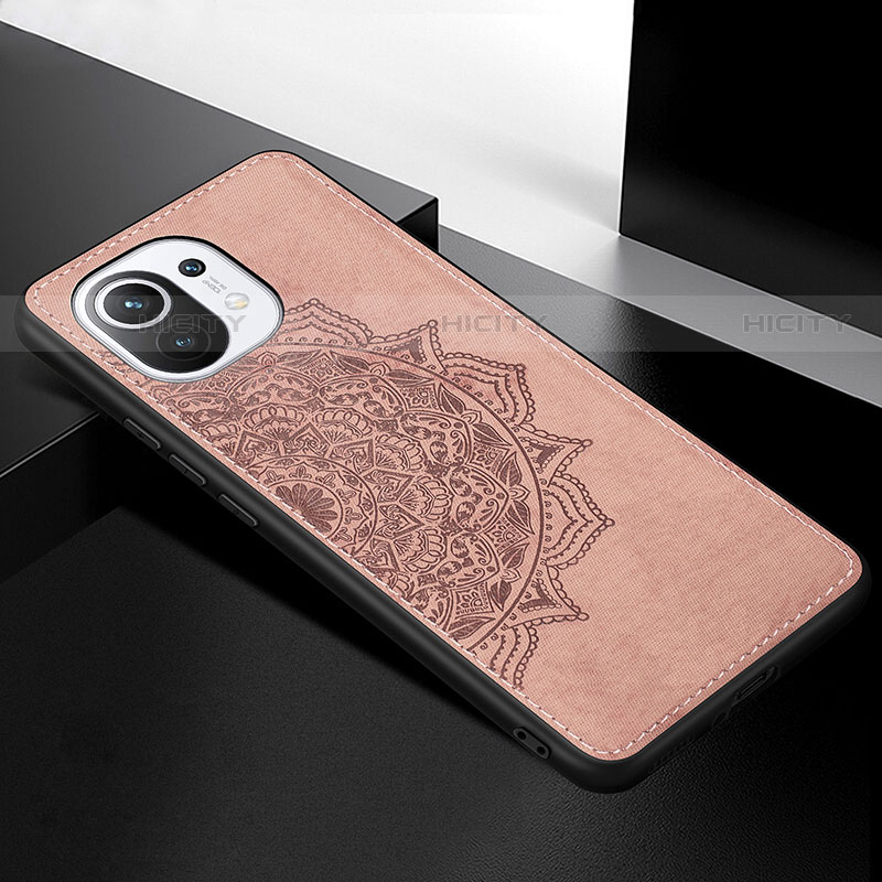 Custodia Silicone Ultra Sottile Morbida Cover con Magnetico A08 per Xiaomi Mi 11 Lite 5G NE Rosa