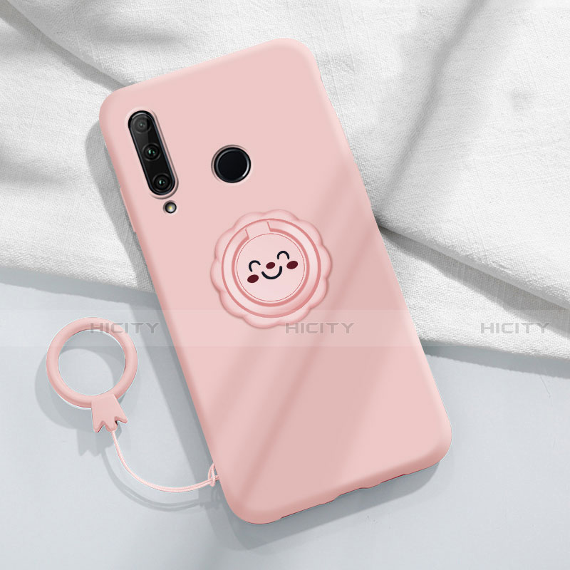 Custodia Silicone Ultra Sottile Morbida Cover con Magnetico Anello Supporto A01 per Huawei Enjoy 10 Plus