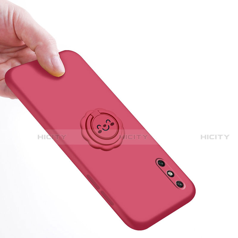 Custodia Silicone Ultra Sottile Morbida Cover con Magnetico Anello Supporto A01 per Huawei Enjoy 10e