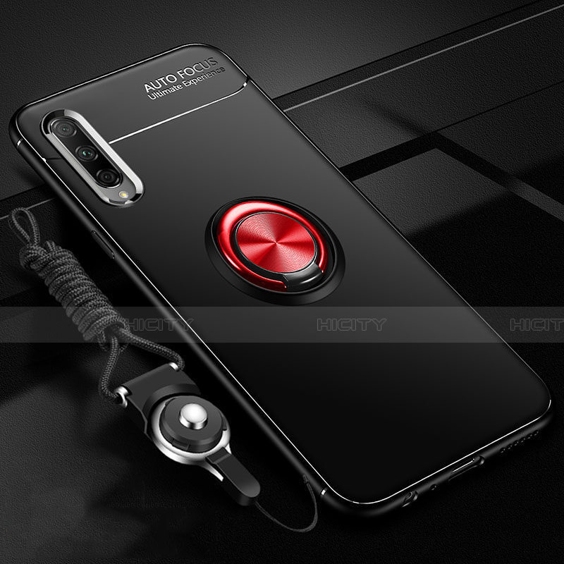 Custodia Silicone Ultra Sottile Morbida Cover con Magnetico Anello Supporto A01 per Huawei Honor 9X Pro Rosso e Nero