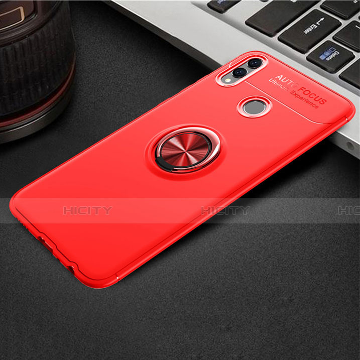 Custodia Silicone Ultra Sottile Morbida Cover con Magnetico Anello Supporto A01 per Huawei Honor View 10 Lite Rosso