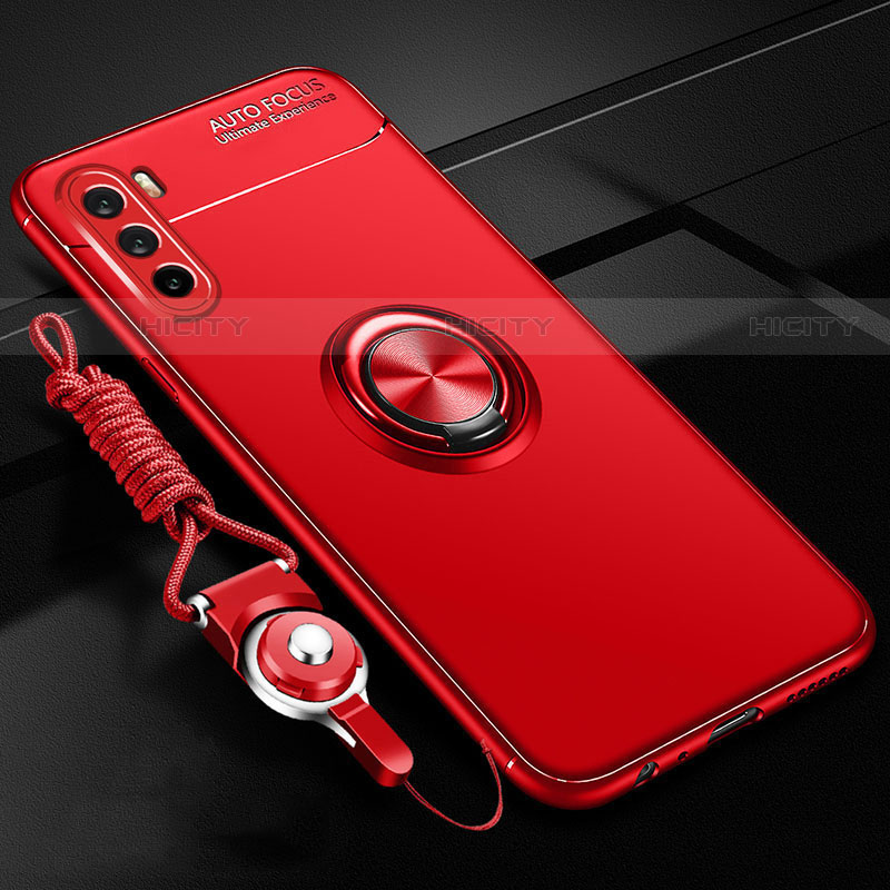 Custodia Silicone Ultra Sottile Morbida Cover con Magnetico Anello Supporto A01 per Huawei Mate 40 Lite 5G Rosso