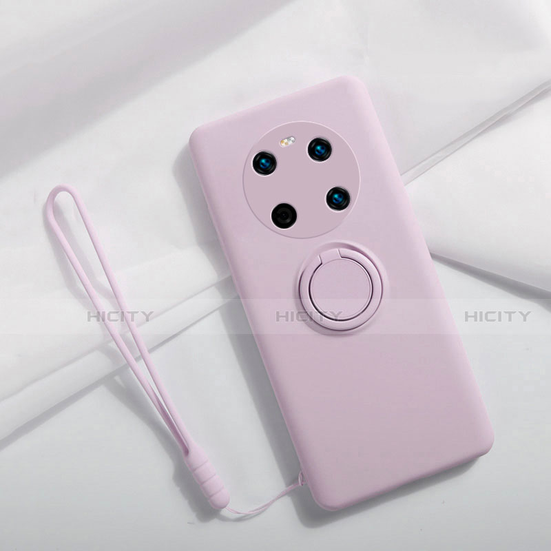 Custodia Silicone Ultra Sottile Morbida Cover con Magnetico Anello Supporto A01 per Huawei Mate 40E 5G Lavanda