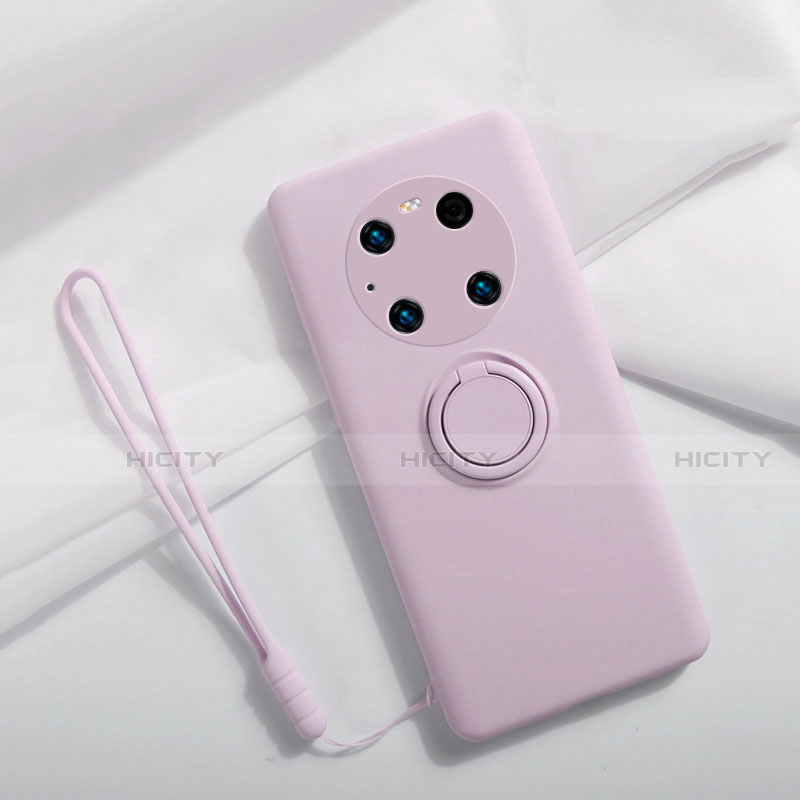 Custodia Silicone Ultra Sottile Morbida Cover con Magnetico Anello Supporto A01 per Huawei Mate 40E Pro 4G Lavanda