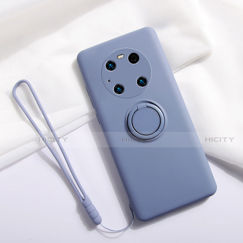 Custodia Silicone Ultra Sottile Morbida Cover con Magnetico Anello Supporto A01 per Huawei Mate 40E Pro 5G Grigio Lavanda