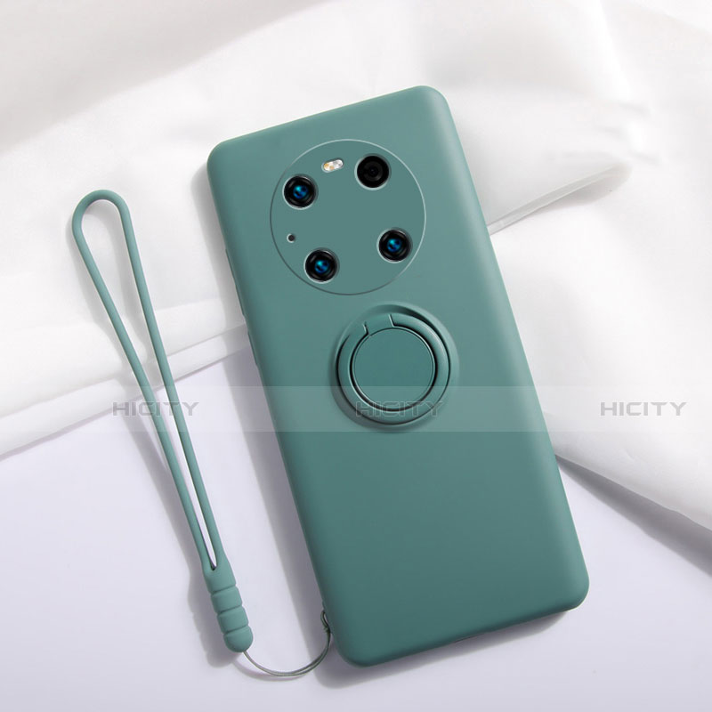 Custodia Silicone Ultra Sottile Morbida Cover con Magnetico Anello Supporto A01 per Huawei Mate 40E Pro 5G Verde Notte