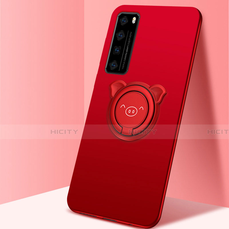 Custodia Silicone Ultra Sottile Morbida Cover con Magnetico Anello Supporto A01 per Huawei Nova 7 5G