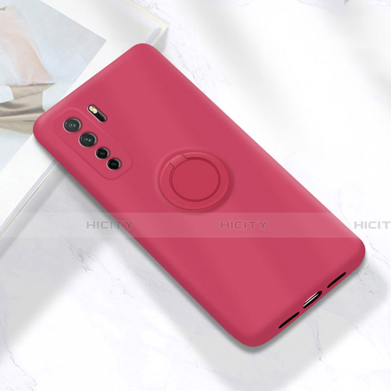 Custodia Silicone Ultra Sottile Morbida Cover con Magnetico Anello Supporto A01 per Huawei Nova 7 SE 5G