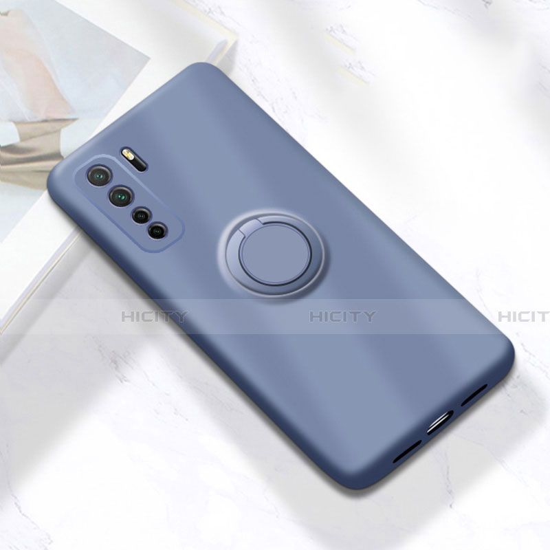 Custodia Silicone Ultra Sottile Morbida Cover con Magnetico Anello Supporto A01 per Huawei Nova 7 SE 5G Grigio