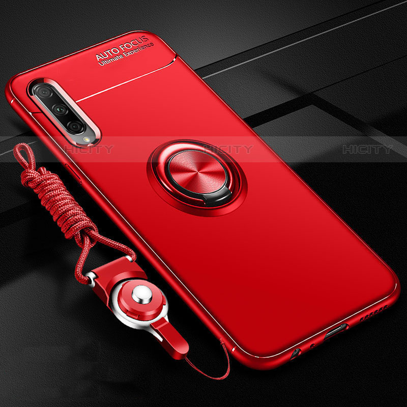 Custodia Silicone Ultra Sottile Morbida Cover con Magnetico Anello Supporto A01 per Huawei P Smart Pro (2019) Rosso