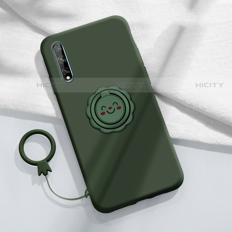 Custodia Silicone Ultra Sottile Morbida Cover con Magnetico Anello Supporto A01 per Huawei P smart S