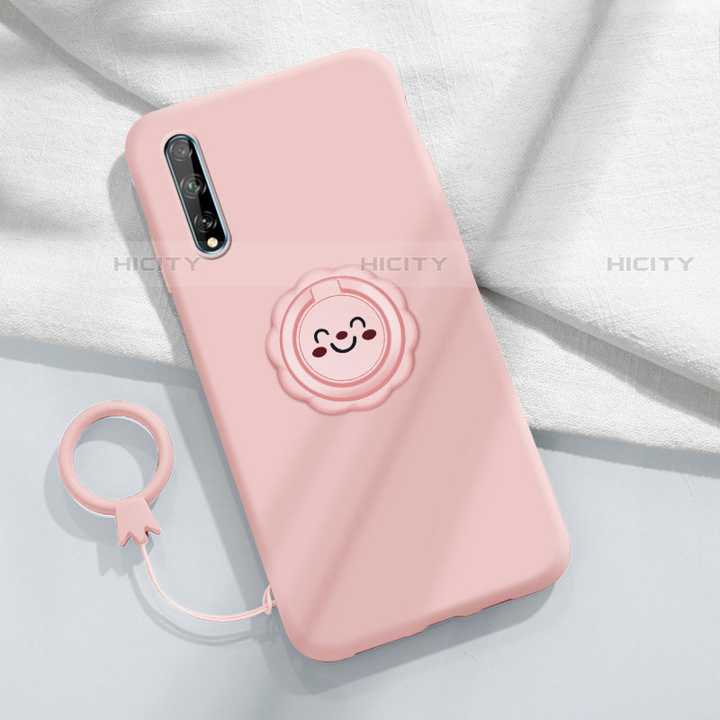 Custodia Silicone Ultra Sottile Morbida Cover con Magnetico Anello Supporto A01 per Huawei P smart S