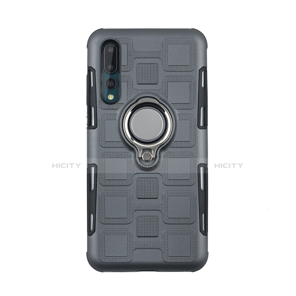 Custodia Silicone Ultra Sottile Morbida Cover con Magnetico Anello Supporto A01 per Huawei P20 Pro