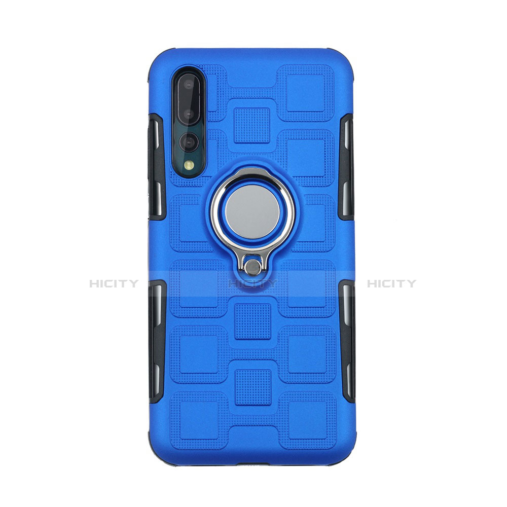 Custodia Silicone Ultra Sottile Morbida Cover con Magnetico Anello Supporto A01 per Huawei P20 Pro