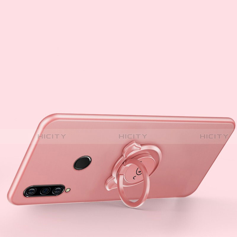 Custodia Silicone Ultra Sottile Morbida Cover con Magnetico Anello Supporto A01 per Huawei P30 Lite