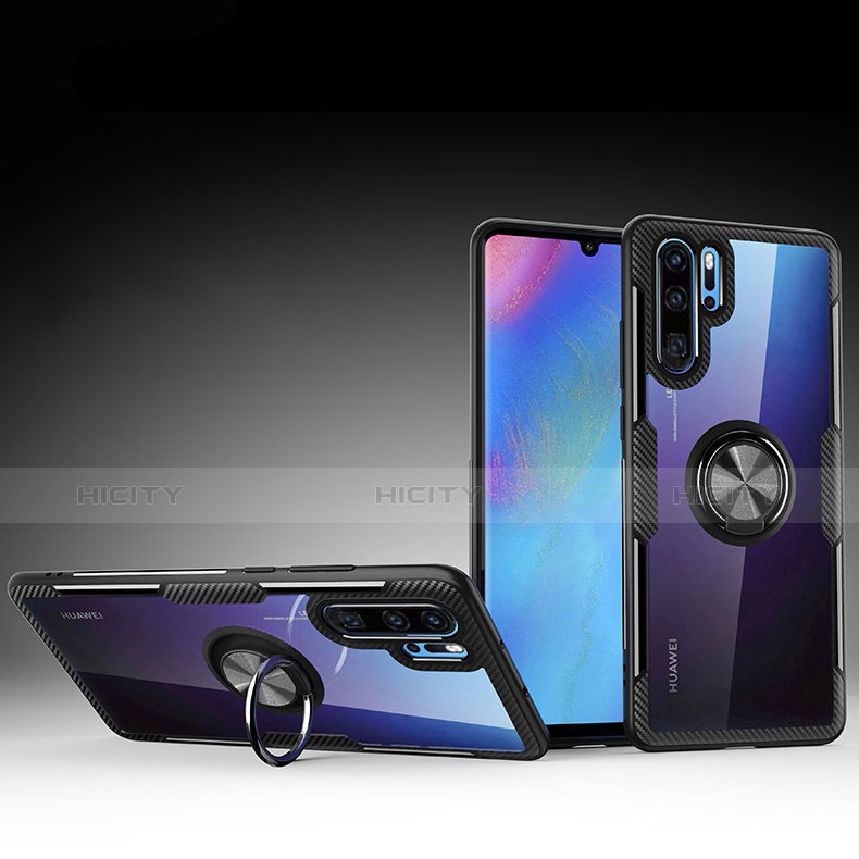 Custodia Silicone Ultra Sottile Morbida Cover con Magnetico Anello Supporto A01 per Huawei P30 Pro New Edition