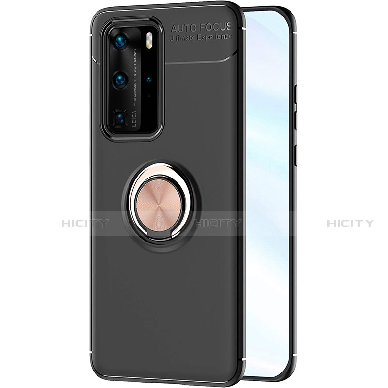 Custodia Silicone Ultra Sottile Morbida Cover con Magnetico Anello Supporto A01 per Huawei P40 Pro