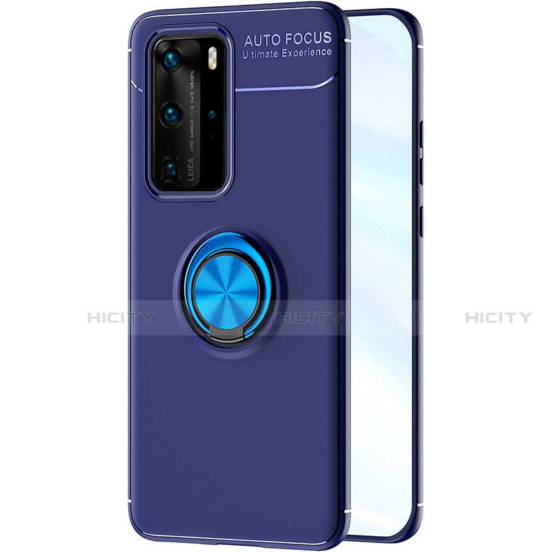 Custodia Silicone Ultra Sottile Morbida Cover con Magnetico Anello Supporto A01 per Huawei P40 Pro